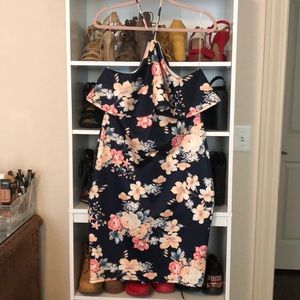 Navy blue floral dress